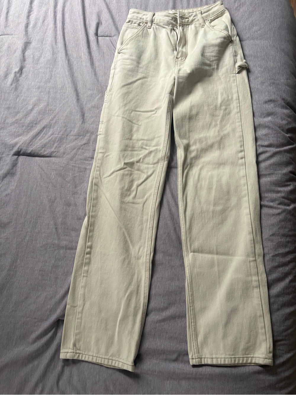 PacSun Women's Cream Straight-Leg Carpenter Pants